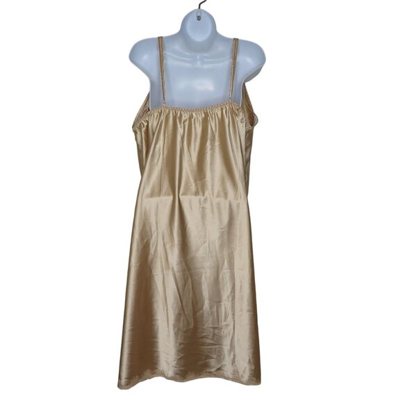 Vintage Satin Gold Knee Length Slip Nightgown Womens 4XL Lace Adjustable Straps - Picture 12 of 14